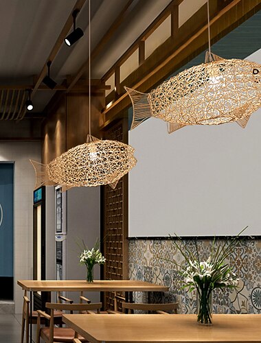  led hanglamp bamboe lantaarn ontwerp kroonluchter retro 62cm e26/e27 kroonluchter plafondverlichting is van toepassing op woonkamer slaapkamer restaurant cafe bar restaurant club