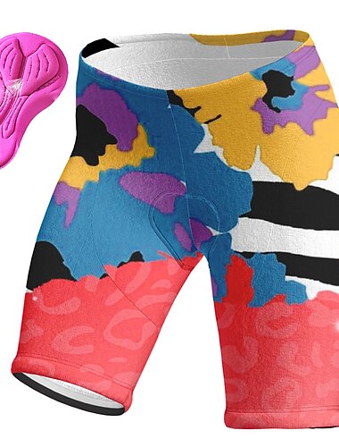  Dame Grafisk Sykkelshorts Sykkel Fôrede shorts Bunner Fjellsykling Veisykling sport 3D Pute Sykling Hurtigtørkende Fukttransport Rosa Rød Spandex Klær Sykkelklær