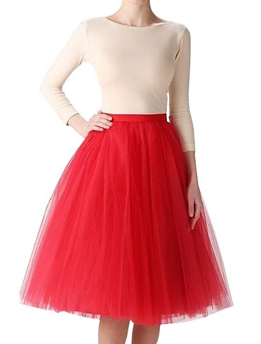  1950s Hasta la Rodilla Enagua Tutu Debajo de la falda Princesas 23,6 ''/60 cm Mujer Día de Reyes Víspera de Todos los Santos Carnaval Mascarada Boda Fiesta de Noche Fiesta de Té Adulto Falda