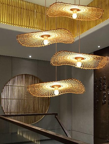  led hanglamp bamboe lantaarn ontwerp kroonluchter retro 1 kop 35/45/55cm kroonluchter plafondverlichting is van toepassing op woonkamer slaapkamer restaurant cafe bar restaurant club