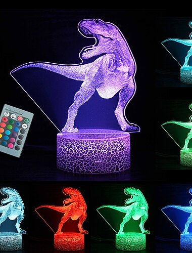  goodream 恐竜のおもちゃ 16 色 3d イリュージョン デスクランプ リモコン付き ナイトライト 子供用ギフト 寝室 ベッドサイド デコレーション