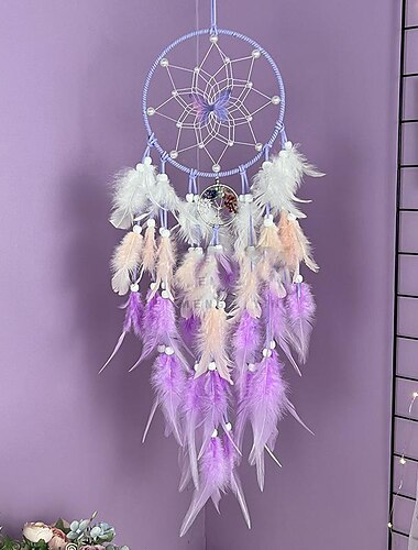  Grüner Traumfänger-Schmetterlingsring, handgemachtes Geschenk mit grüner Feder, Wandbehang, Dekor, Kunst, Windspiele, Boho-Stil, Autoanhänger