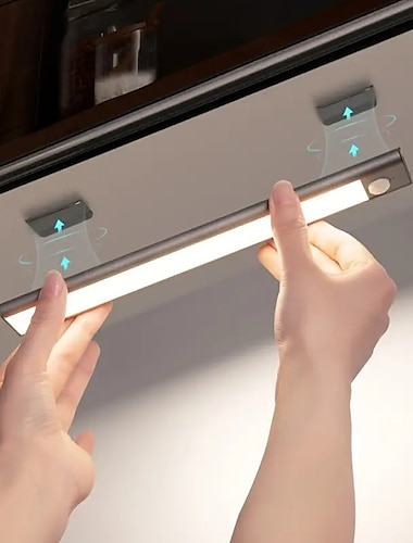 1 pc capteur de mouvement led lumière d'armoire sous le comptoir éclairage de placard sans fil magnétique usb rechargeable cuisine veilleuses pour placards armoire armoire escaliers couloir étagère