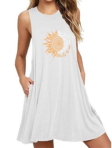  فستان نوم نسائي مقاس كبير، قميص نوم، فستان أساسي غير رسمي، مريح، للمنزل، إجازة يومية، قطن، قابل للتنفس، رقبة دائرية، بدون أكمام، جيب، ملابس منزلية للصيف والربيع