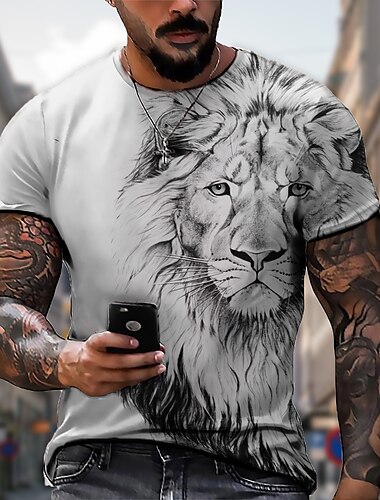  Herren Unisex Löwe Grafik-Drucke T Shirt Kurzarm T-Shirt 3D-Druck Rundhalsausschnitt Hemd Designer Übergröße Brautkleider schlicht Täglich Festtage A B C Sommer Bekleidung Übergröße S M L XL XXL 3XL