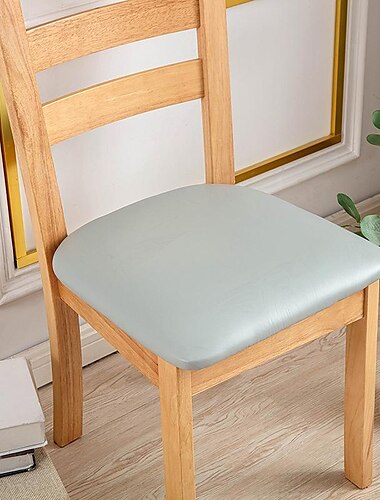  Wasserdichter Esszimmerstuhlbezug Stuhlhussen Stretch-Stuhlsitzschoner Elastischer PU-Leder Schwarzer Stuhlschutz für Dinning Party Hotel Hochzeit Weich abnehmbar waschbar