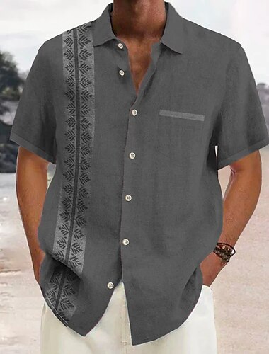  Hombre Abotonar la camisa Camisa casual Camisa de verano Camisa de playa Hoja Estampados Diseño Rojo Azul Piscina Verde Trébol Gris Oscuro Casual Diario Manga Corta Estampado Bolsillo delantero Ropa