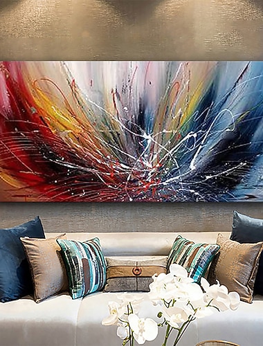  pintura al óleo 100% hecha a mano arte de pared pintado a mano sobre lienzo línea colorida contemporánea abstracta moderna decoración del hogar decoración lienzo enrollado con marco estirado 100 cm *
