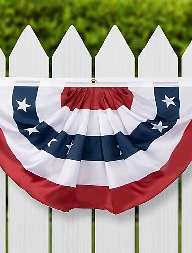  Banderines de banderas patrióticas americanas, decoraciones del 4 de julio al aire libre, banderines de banderas del 4 de julio, banderas de Estados Unidos, banderines plisados para exteriores, banderines patrióticos para exteriores, decoraciones de bande