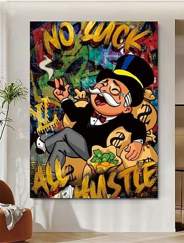  Handgefertigtes handgemaltes Ölgemälde Wand modernes abstraktes Gemälde Alec Monopol Street Art Geld Leinwand Gemälde Heimdekoration Dekor gerollte Leinwand kein Rahmen ungedehnt