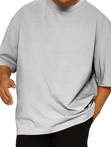  男性用 Tシャツ 特大シャツ 平織り クルーネック アウトドア 日常 半袖 衣類 ファッション ストリートファッション クール カジュアル