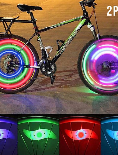  2 個 led 自転車ライト安全ライトホイールライトマウンテンバイク mtb 自転車サイクリング防水複数モード cr2032 バッテリーサイクリング / バイク / ipx-4