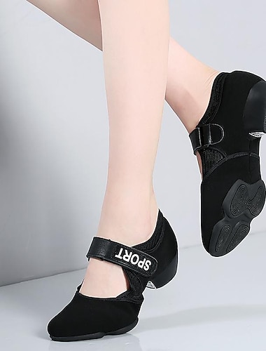 Per donna Scarpe da ginnastica da ballo Fai pratica con le scarpe da ballo Prestazioni Addestramento Esterno Maglia Prova Tacco spesso Nero