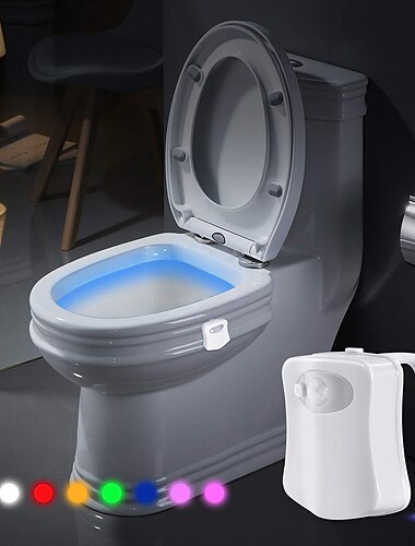  Luz nocturna para inodoro, asiento de inodoro led para baño, sensor de detección activado por movimiento, cambio de 8 colores, baño impermeable para niños adultos