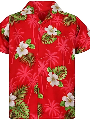  Herren Blumen Graphic Tropische Blumen Hemd Sommerhemd Lässiges Hemd Kurzarm Hemd Umlegekragen Modisch Strassenmode Basic Casual Täglich Hawaiianisch Rosa Rote Blau S M L