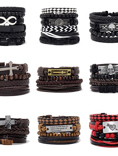  Ensemble de bracelets tissés pour hommes, accessoires en alliage, bijoux, bracelet à bricoler soi-même