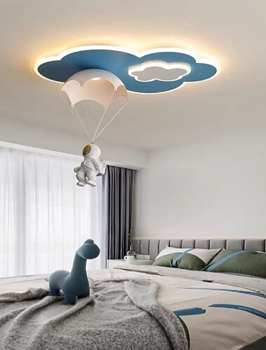  子供部屋用の調光可能なLEDシーリングランプ、創造的なシンプルさ、雲、飛行機のライト、寝室の漫画の天井照明器具、リモコン付き