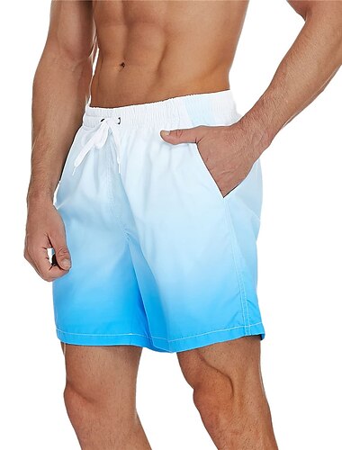  Per uomo Boxer da surf Pantaloncini da mare Boxer da mare A cordoncino con fodera in rete Vita elastica Gradiente Asciugatura rapida Breve Informale Giornaliero Per eventi Hawaiano Boho Nero Rosa