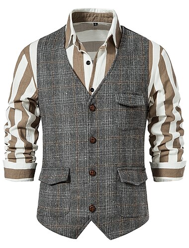  Retro Vintage Roaring 20s 1920s Masquerade Vest Waistcoat The Great Gatsby Groomsmen Men's Masquerade Wedding Wedding Guest Party / Evening Adults' Vest