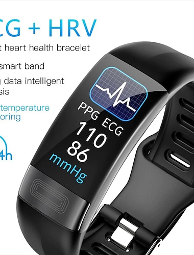  P11 PLUS Smart Watch 0.96 inch Smart Wristbands Fitness Band ECG+PPG Pedometer Call Reminder Fitness Tracker Activity Tracker Compatible with Android iOS IP 67 Women Men Thermometer Health Care