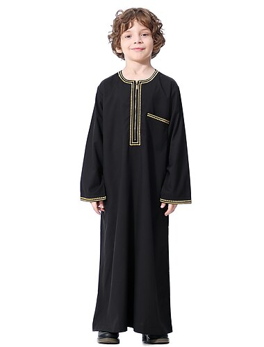  Jungen Kleid Thobe / Jubba Religiös Saudi-Arabisch arabisch Muslim Ramadan Kinder Gymnastikanzug / Einteiler