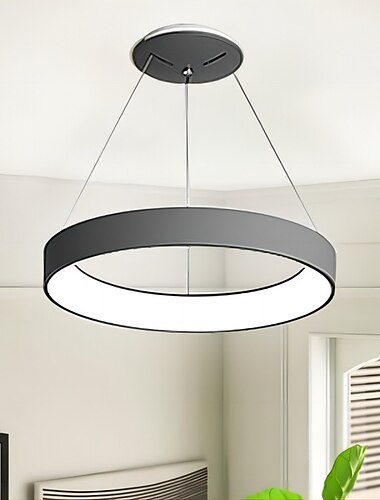  lampada a sospensione a led 45cm design a cerchio ad anello a 1 luce dimmerabile in pvc lampade a sospensione per camera da letto in stile moderno lussuoso 110-240v solo dimmerabile con telecomando