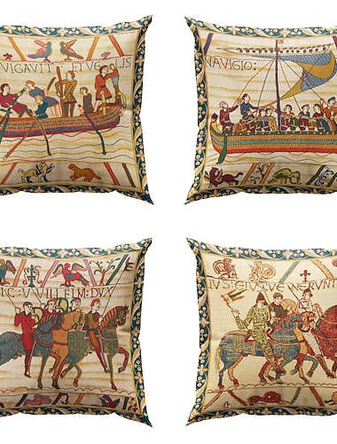  bayeux medeltida kuddfodral med dubbla sidor 4st mjukt dekorativt fyrkantigt kuddfodral örngott för sovrum vardagsrum soffa soffstol