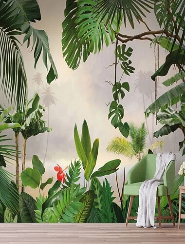  cool tapety les krásná tapeta fototapeta nálepka na zeď pokrývající tisk sloupnout a nalepit snímatelnou samolepicí scénický tropický deštný prales jitrocel pvc / vinyl domácí dekorace