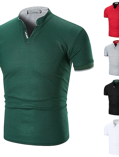  Voor heren POLO Shirt Golfshirt Casual Dagelijks Kraag Opstaand Korte mouw Basic Effen Kleur Eenvoudig Zomer Strak Zwart Wit Rood Groen Grijs POLO Shirt