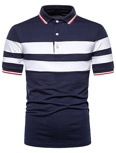  Herren Poloshirt Golfhemd Casual Festtage Klassisch Kurzarm Modisch Basic Farbblock Taste Sommer Regular Fit Schwarz Weiß Dunkelrot Dunkelmarine Grau Poloshirt
