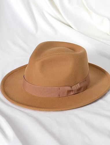  قبعات صوف / اكريليك قبعة فيدورا رسمي زفاف كوكتيل رويال استكوت بسيط مع لون نقي خوذة أغطية الرأس