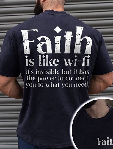  男性用 グラフィック 信仰 レタープリント Tシャツ グラフィックTシャツ コットン１００％ 半袖 グラフィック シャツ ブラック ダークブルー レッド 快適なTシャツ バケーション ストリート ファッションデザイナーの衣類
