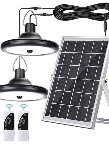  solar taklampa utomhus vattentät 2-huvud hög kapacitet utomhus / inomhus solar lampa lämplig för innergårdar garage etc.