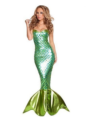  Die kleine Meerjungfrau Meerjungfrau Kleid Cosplay Kostüm Austattungen Erwachsene Damen Meerjungfrau- und Trompetenstil Cosplay-Kostüm Halloween Halloween Halloween Maskerade Karneval Einfaches