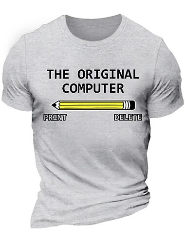  Hombre Letra Estampados Gracioso Camiseta Camisetas gráficas 100% Algodón Manga Corta Gráfico Camisa Vino Negro Blanco Camiseta cómoda Vacaciones Calle Ropa de diseñador de moda
