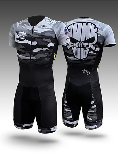  Hombre Traje de triatlón Manga Corta triatlón Plata Amarillo Claro Gris oscuro Graphic Bicicleta Licra Deportes Graphic Ropa