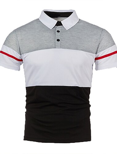  Herren Poloshirt Golfhemd Casual Festtage Klassisch Kurzarm Modisch Basic Farbblock Taste Sommer Regular Fit Feuer rot Schwarz Dunkelmarine Grau Poloshirt