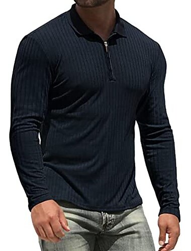  Męskie Koszula golfowa dzianinowe polo Codzienny Święto Klapa Quarter Zip Długi rękaw Moda Podstawowy Równina Quarter Zip Lato Regularny Czarny Biały Wino Żółtobrązowy Koniczyna Ciemnoniebieski