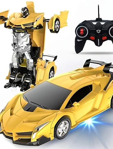  fjernkontroll transform bil robot leketøy med lys deformasjon rc bil 360roterende stunt racerbil leker