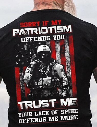  Veteranipäivä Miesten Patriot Patriottinen Veteraani Graafinen Sotilas Kansallinen lippu T-paita Tee Lyhyet hihat T-paita 3D Printti Pyöreä kaula Paita Vintage Muotisuunnittelija Ulkona Rentoa