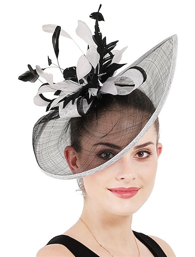  Palarioare Palarie Accesoriu de Păr Sinamay Oficial Kentucky Derby Cursă de cai Ziua Doamnelor Biserică Strălucire Epocă Elegant Cu Pene Diadema Articole Pentru Cap