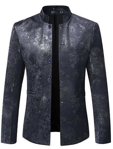  Voor heren Blazerjack Casual Opdrukken Zwart Rood Donkerblauw Standaard pasvorm Single Breasted Meer Knoops