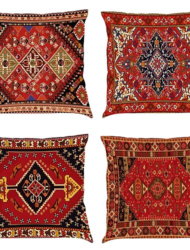  etnische dubbelzijdige kussensloop 4 st zachte decoratieve vierkante kussensloop kussensloop voor slaapkamer woonkamer sofa bank stoel machine wasbaar