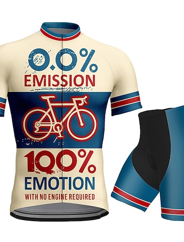  Miesten Pyöräily jersey ja shortsit Lyhythihainen Maastopyöräily Maantiepyöräily Kesä Kevät Musta Viini khaki Kuvitettu Kirjain ja numero Hauska Pyörä 3D alusta Nopea kuivuminen Takatasku Kosteuden