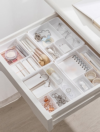  verdeel lade-organizers thuiskantoor bureau desktop-accessoires schrijfwaren organisator voor cosmetica compartiment lades opbergdoos