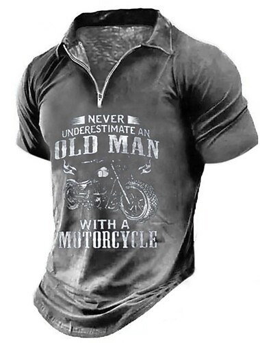  Męska koszulka polo z krótkim rękawem - Nigdy nie lekceważ starego człowieka z motocyklem - koszulka prezent dla motocyklisty