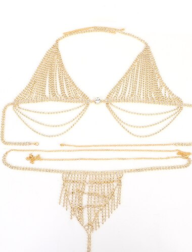  ダンスコスチューム エキゾチックダンスウェア ポールダンス ブラジャー ラインストーン グリッター素材 メタルチェーン 女性用 性能 訓練 ノースリーブ ハイウエスト 合金