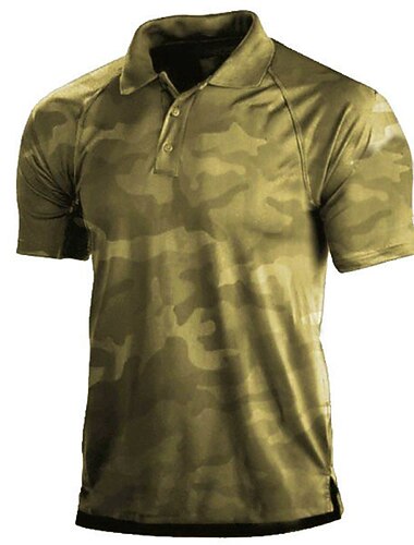  Voor heren Camouflage Kleur camouflage Poloshirts Golfshirt Korte mouw Overhemd Strijkijzer Buiten Vakantie 3D-afdrukken Leger Groen Marineblauw Groen Khaki Grijs Afdrukken Button-omlaag Kleding
