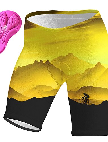 Dame Grafisk Sykkelshorts Sykkel Fôrede shorts Bunner Fjellsykling Veisykling sport 3D Pute Sykling Hurtigtørkende Fukttransport Rosa Oransje Spandex Klær Sykkelklær