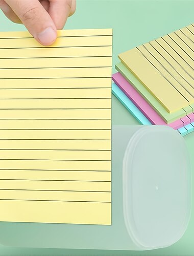 Einfarbige Haftnotizen, 200 Blatt, Notizpapier, Notizpapier mit horizontaler Linie, große und mittelgroße Notizen, können mehrmals geschrieben und eingeklebt werden, Geschenk zum Schulanfang